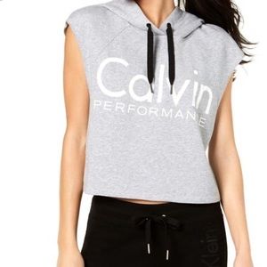 NWOT Calvin Klein Sleeveless Cropped Hoodie